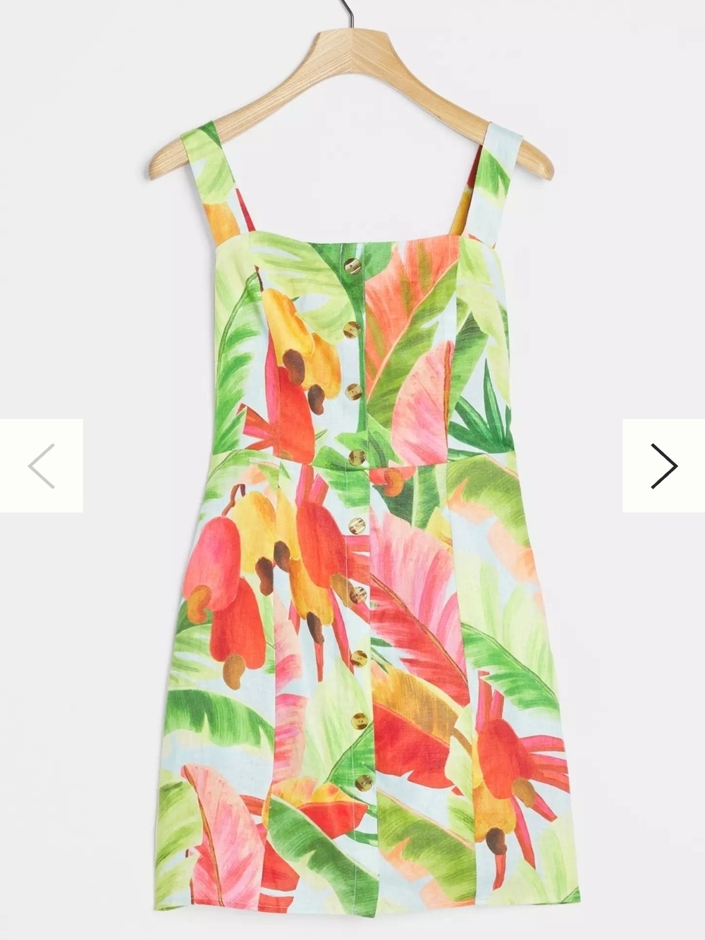 Anthropologie Farm Rio Nisa Linen Mini Dress Tropical Sz S EUC - Picture 15 of 16